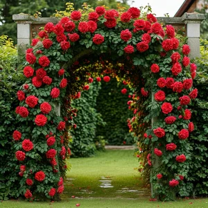 Роза плетистая Алый Триумф купить по цене от 319р. в интернет-магазине «Посадика» с доставкой почтой в в Клинцые и по всей России – [изображение №1].