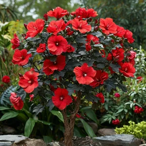 Гибискус Миднайт Роуз купить по цене от 269р. в интернет-магазине «Посадика» с доставкой почтой в в Клинцые и по всей России – [изображение №1].